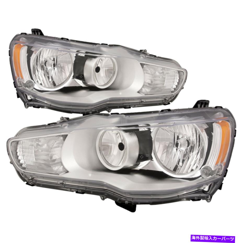 USヘッドライト ヘッドライトクロームハロゲン左右セットミツブシランサーの進化08-10 Headlight Chrome Halogen Left Right Set Fits Mitsubishi Lancer Evolution 08-10【並行輸入品】