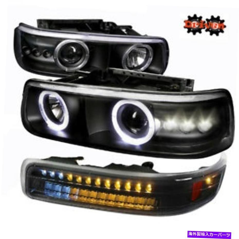 USヘッドライト 99-02 Silverado 00-05郊外のタホプロジェクターブラックヘッドライトLEDターン信号 99-02 Silverado 00-05 Suburban Tahoe Projector Black Headlights LED Turn Signal【並行輸入品】