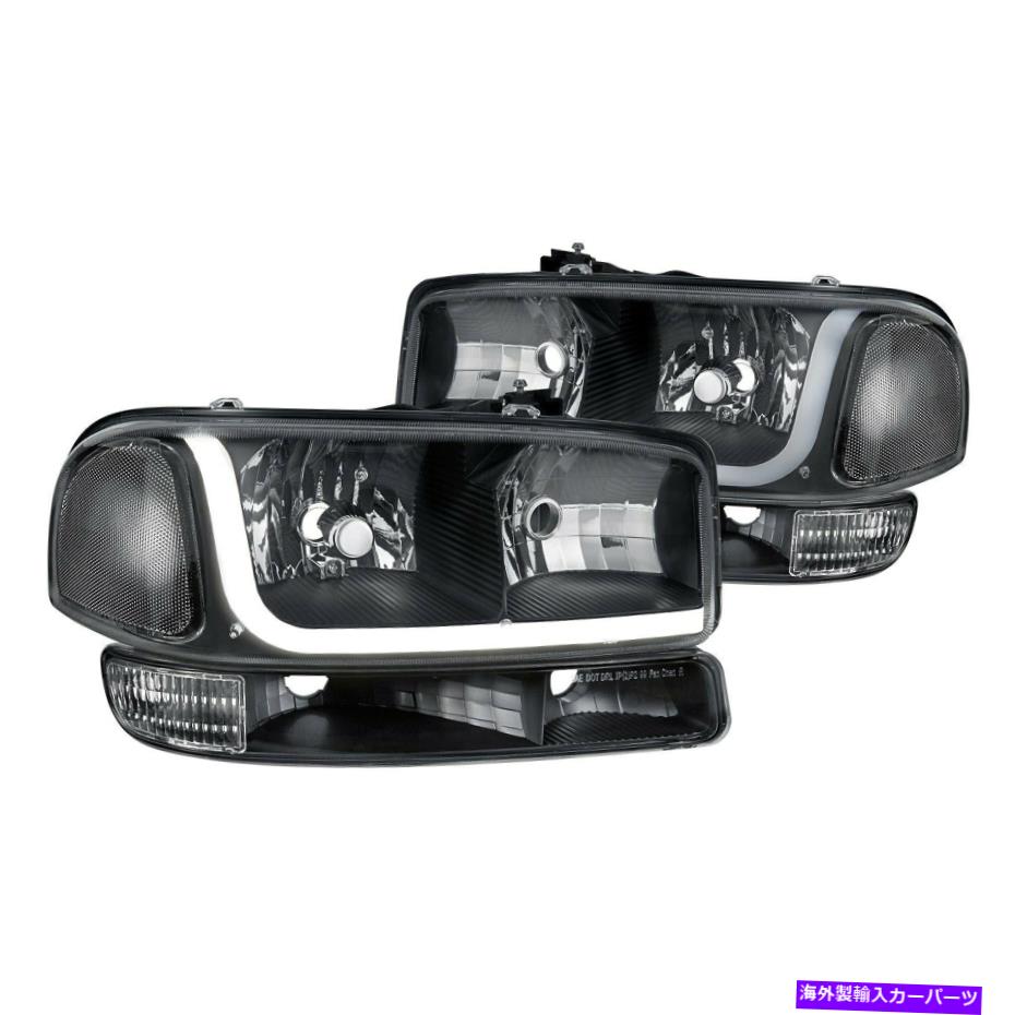 USヘッドライト GMC Sierra 2500 HDクラシック07ヘッドライトブラックLED DRLバーユーロヘッドライトW For GMC Sierra 2500 HD Classic 07 Headlights Black LED DRL Bar Euro Headlights w【並行輸入品】