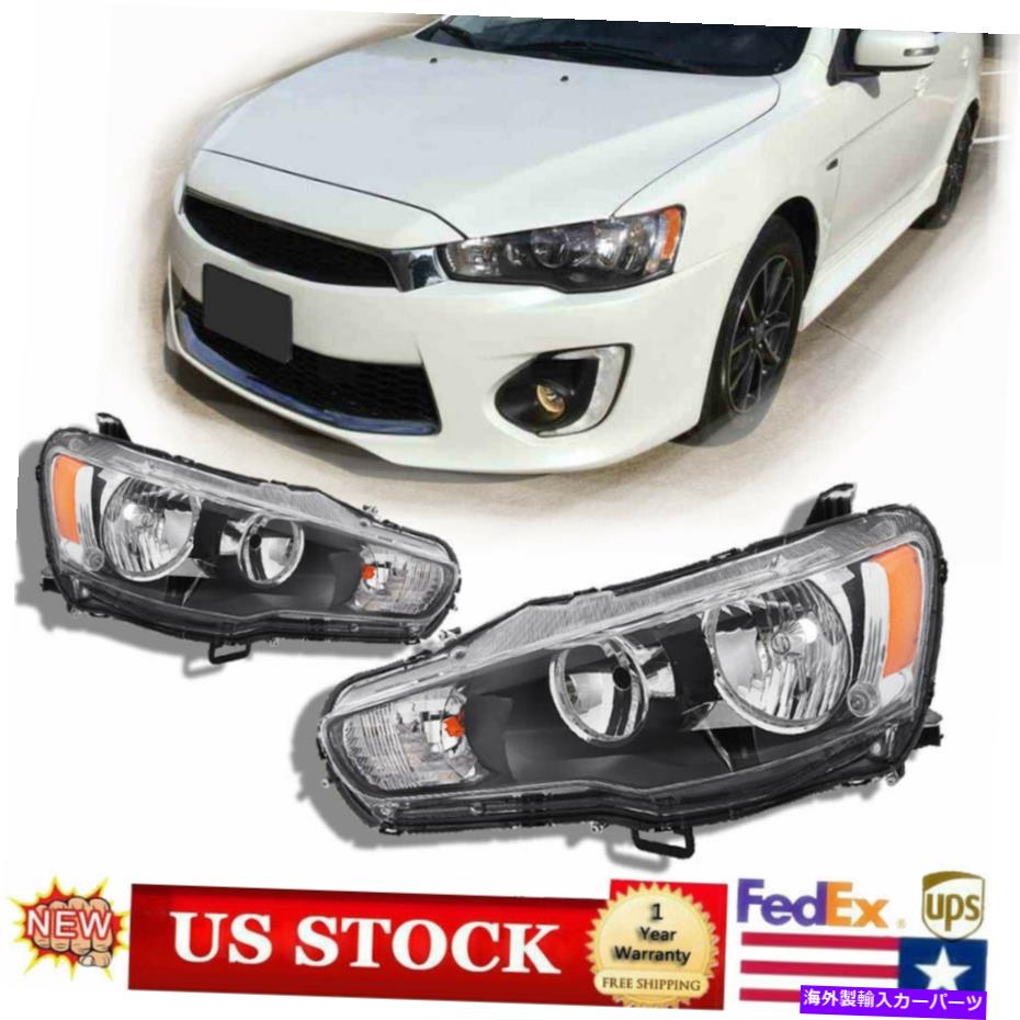 USヘッドライト フィット2008-2017三菱ランサー08-2015 Evolution EVO Xハロゲンヘッドライトランプ Fit 2008-2017 Mitsubishi Lancer 08-2015 Evolution EVO X Halogen Headlights Lamps【並行輸入品】