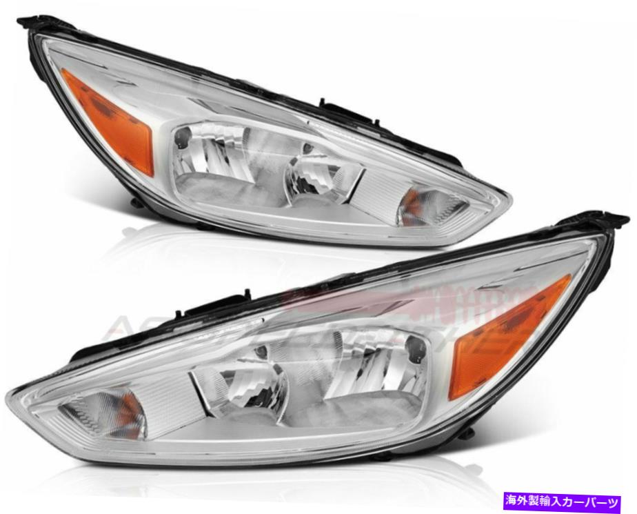 USヘッドライト 2015-2018 Ford Focus HeadlightsアセンブリChromeハウジングのアンバーコーナー For 2015-2018 Ford Focus Replace Headlights Assembly Chrome Housing Amber Corner【並行輸入品】