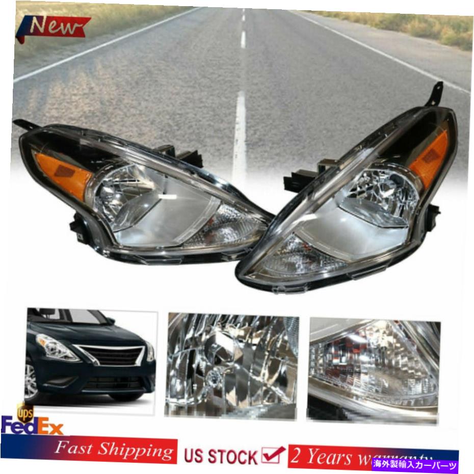 USヘッドライト 2015-19の逆のハロゲンヘッドライトランプアセンブリドライバー＆助手席側 Halogen Headlight Lamp Assembly Driver & Passenger Side for Nissan Versa 2015-19【並行輸入品】
