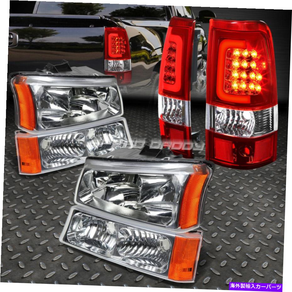 USヘッドライト クロムクリスタルヘッドライト+バンパー+赤3D LEDバーテールライト03-07 Silverado CHROME CRYSTAL HEADLIGHT+BUMPER+RED 3D LED BAR TAIL LIGHT FOR 03-07 SILVERADO【並行輸入品】