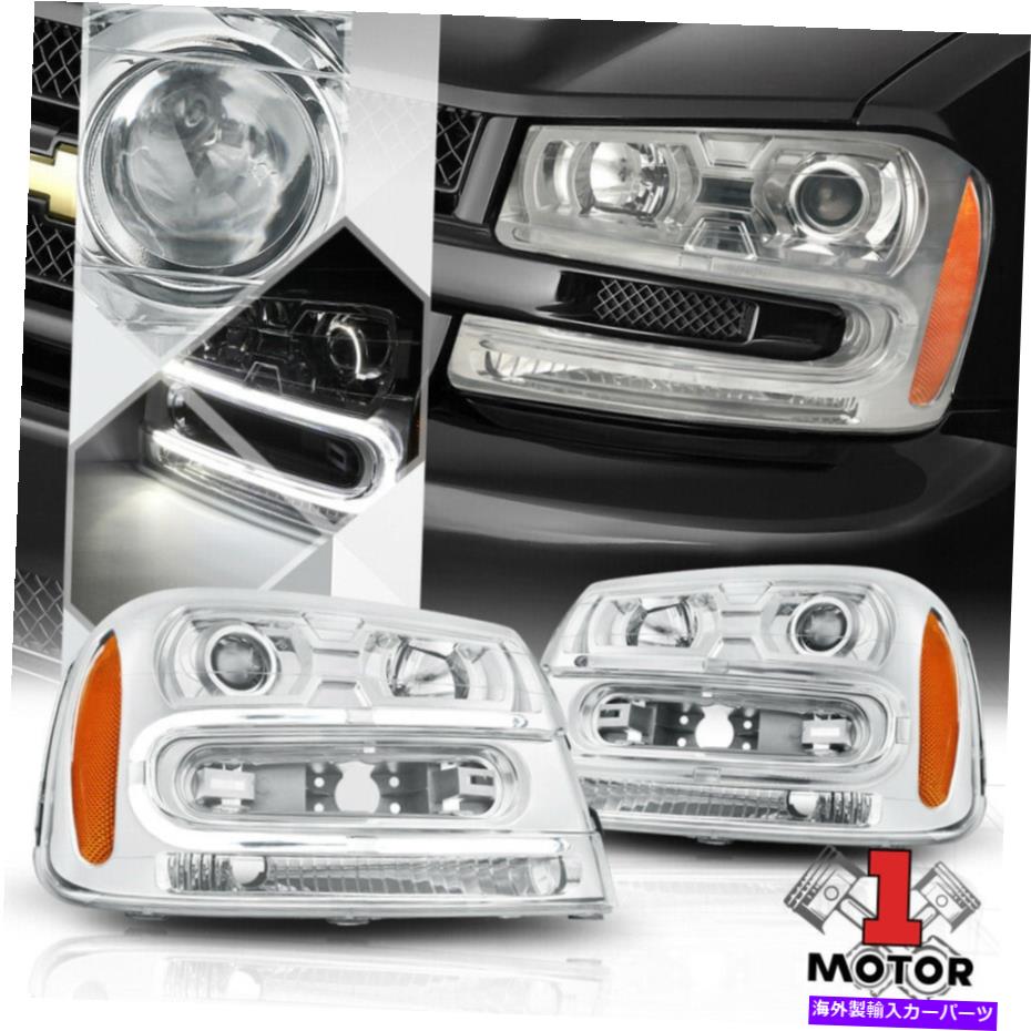 USヘッドライト クロームハウジングプロジェクターヘッドライトLED 02-09 TrailblazerのためのDRL琥珀色の反射板 Chrome Housing Projector Headlight LED DRL Amber Reflector for 02-09 Trailblazer【並行輸入品】