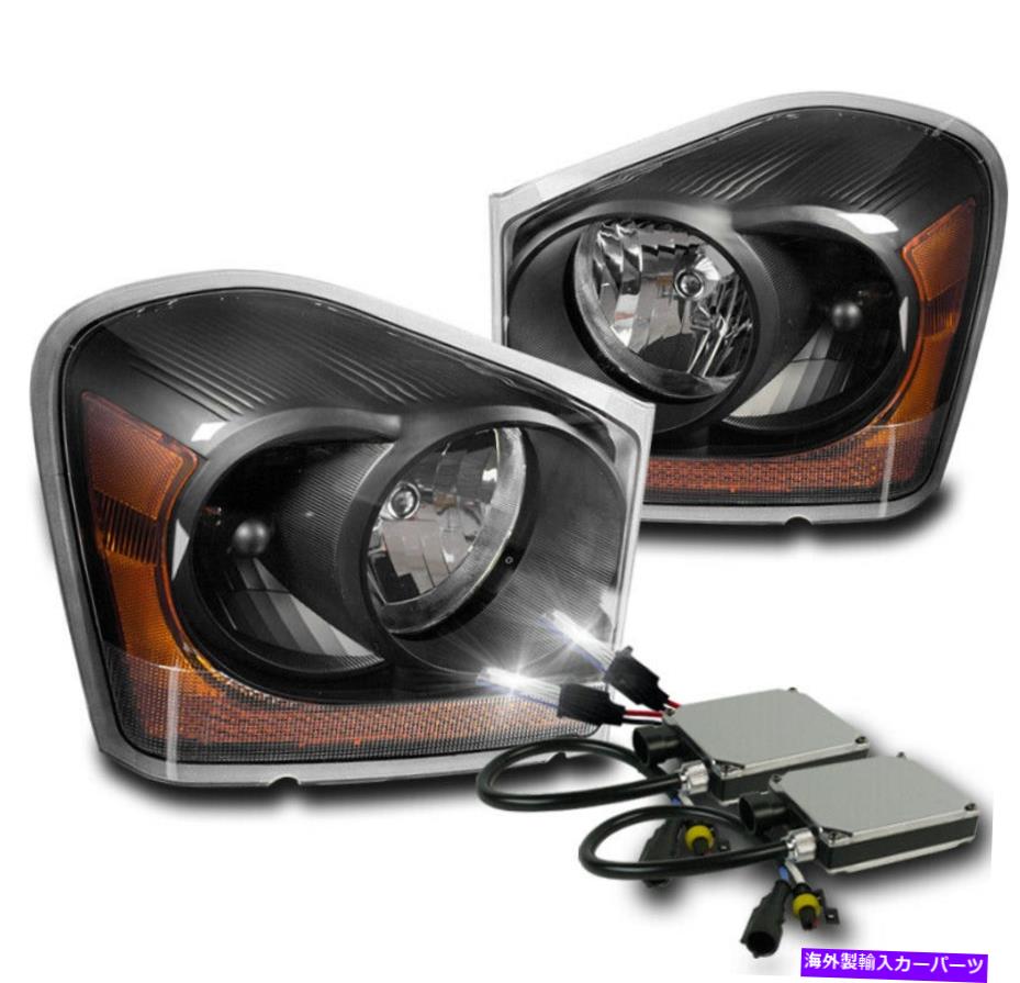 USヘッドライト 2004-2005 Durango Crystal Style Black Set Headlights Lamp W / 6K HID Kit New FOR 2004-2005 DURANGO CRYSTAL STYLE BLACK SET HEADLIGHTS LAMP W/6K HID KIT NEW【並行輸入品】