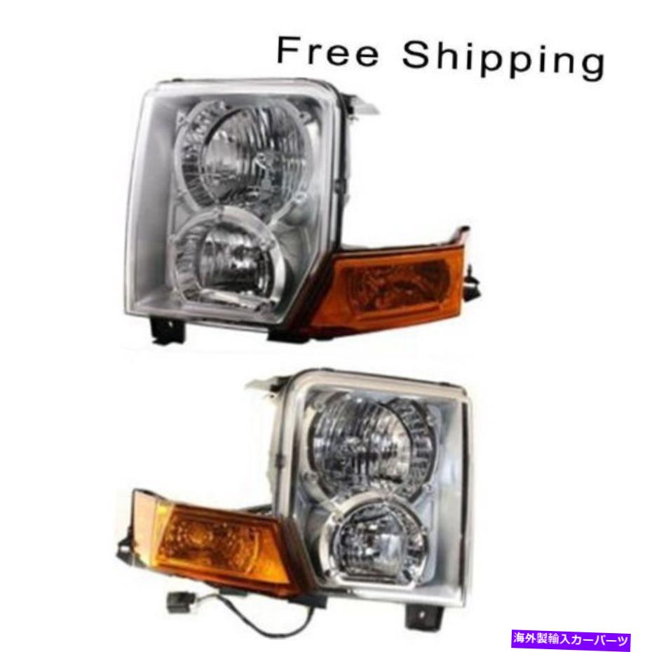 USヘッドライト ハロゲンヘッドランプアセンブリセット2 LH＆RHサイドフィット2006-2010ジープコマンダー Halogen Head Lamp Assembly Set of 2 LH & RH Side Fits 2006-2010 Jeep Commander【並行輸入品】