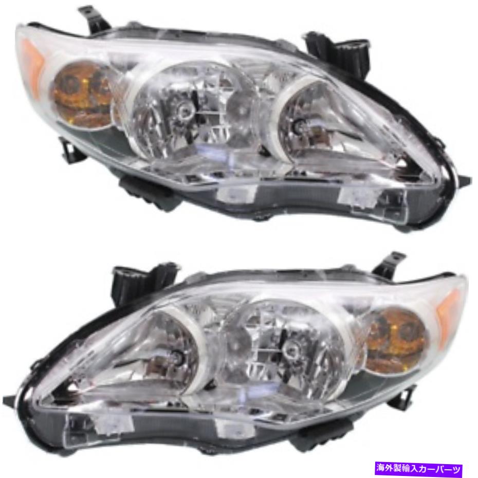 USヘッドライト フィット11-13カローラドライバー&旅客サイドヘッドランプW /クロームハウジング(ペア) Fits 11-13 Corolla Driver & Passenger Side Headlamp w/Chrome Housing (Pair)【並行輸入品】
