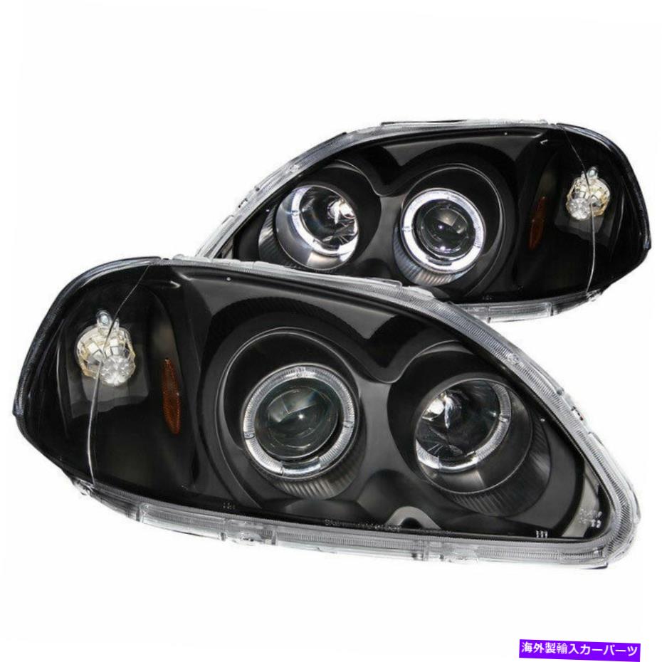 USヘッドライト HONDA CIVIC 1996-1998のためのハロー付Anzo USAプロジェクターのヘッドライトブラック Anzo USA Projector Headlights Black with Halo for Honda Civic 1996-1998【並行輸入品】