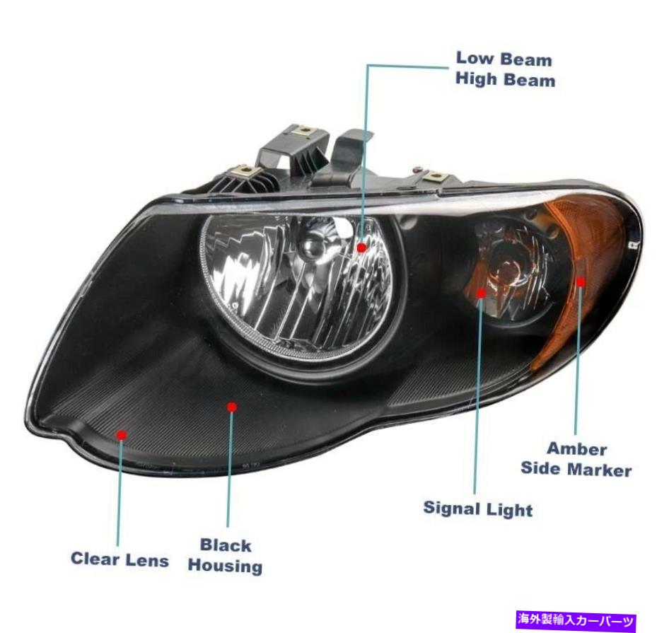 USヘッドライト 2005年2006年2007年Chryslerタウン＆カントリーブラックヘッドライト+ブルーLED DRL + HIDキット For 2005 2006 2007 Chrysler Town & Country Black Headlight +Blue LED DRL+HID Kit【並行輸入品】