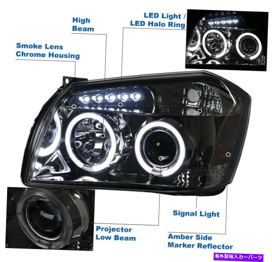 USヘッドライト 2005年2007年のDodge Magnum LEDデュアルハロースモークプロジェクターヘッドライトヘッドランプ For 2005 2006 2007 Dodge Magnum LED Dual Halo Smoke Projector Headlight Headlamp【並行輸入品】