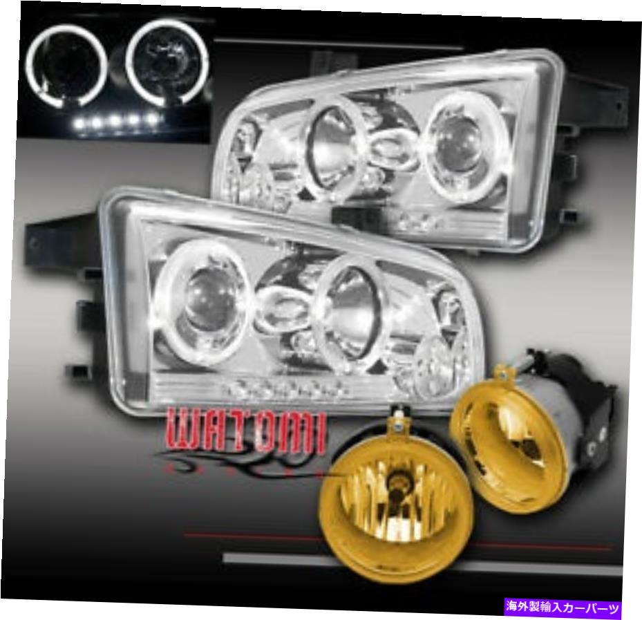 USヘッドライト 06-09充電器Halo LED ChromeプロジェクターヘッドライトW /イエローバンパーフォグキット FOR 06-09 CHARGER HALO LED CHROME PROJECTOR HEAD LIGHT W/YELLOW BUMPER FOG KIT【並行輸入品】