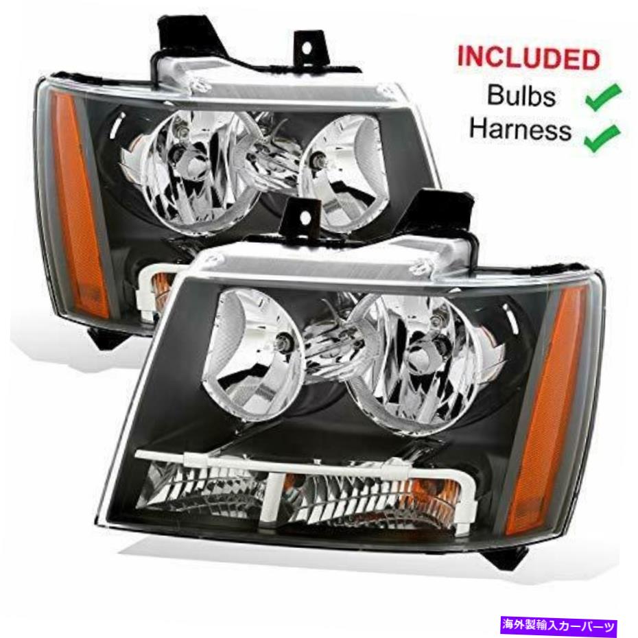USヘッドライト シボレータホ/郊外/アバランシェのためのAmeriliteブラック交換ヘッドライト... AmeriLite Black Replacement Headlights for Chevy Tahoe/Suburban/Avalanche Pai...【並行輸入品】