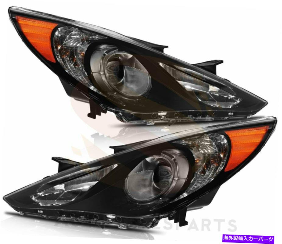 USヘッドライト 11-14 Hyundai Sonataブラックハウジングアンバーコーナープロジェクターヘッドライト1ペア For 11-14 Hyundai Sonata Black Housing Amber Corner Projector Headlight One Pair【並行輸入品】