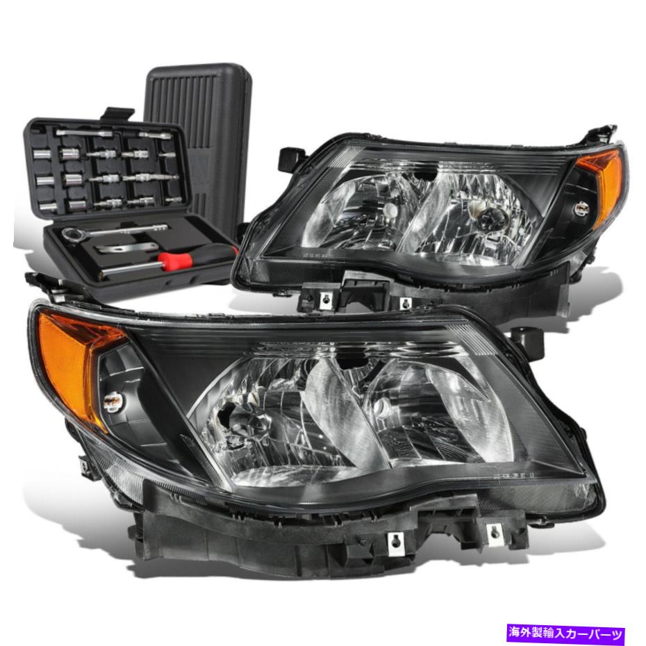 USヘッドライト 2009-2013 Subaru Forester Black琥珀信号ヘッドライトヘッドランプ+ツールボックス For 2009-2013 Subaru Forester Black Amber Signal Headlight Head Lamps+Tool Box【並行輸入品】