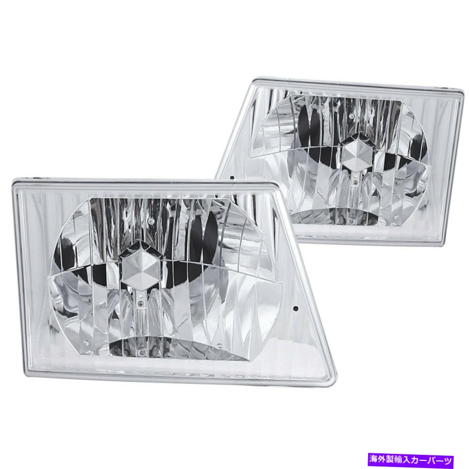 USヘッドライト アンドコクリスタルヘッドライト1992-2006フォードエコニーネ用クリアレンズクロームハウジング Anzo Crystal Headlights Clear Lens Chrome Housing For 1992-2006 Ford Econoline【並行輸入品】