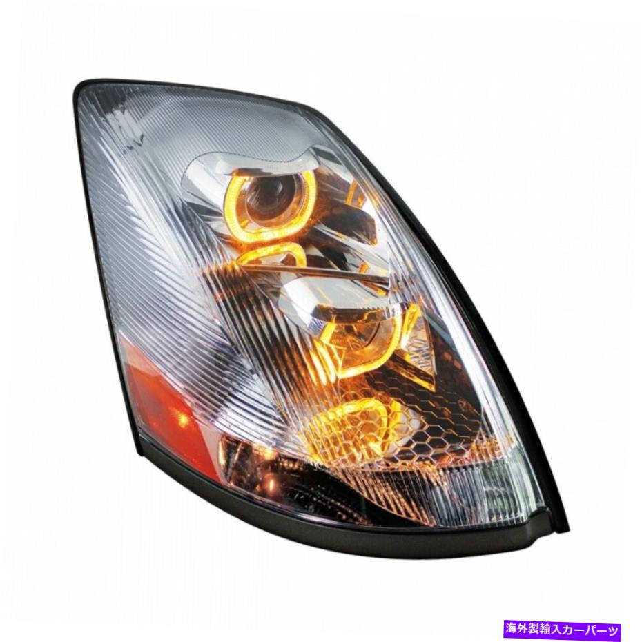 USヘッドライト LEDライトバーが付いているChrome 2004+ VN / VNL投影ヘッドライト - 乗客 Chrome 2004+ VN/VNL Projection Headlight with LED Light Bar - Passenger【並行輸入品】