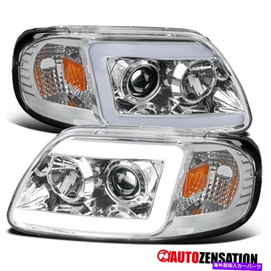 USヘッドライト 1997年から2003年Ford F150 Expedition Clear LEDバープロジェクターヘッドライトランプL + R For 1997-2003 Ford F150 Expedition Clear LED Bar Projector Headlights Lamps L+R【並行輸入品】