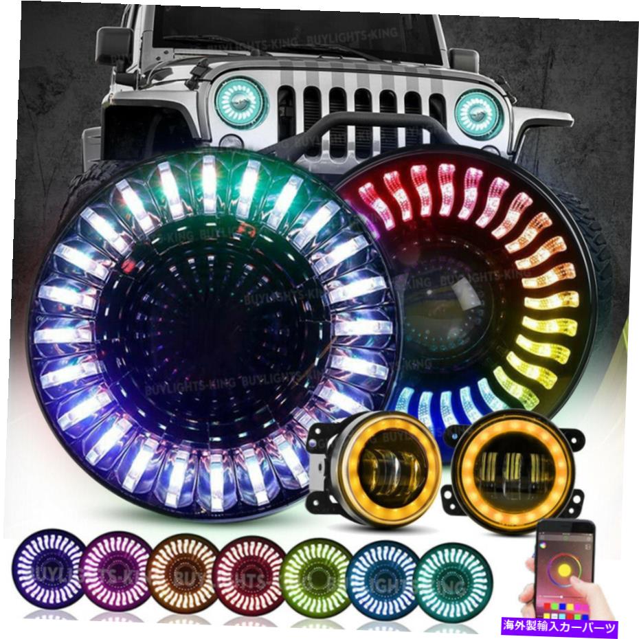 USヘッドライト 7 "RGB LEDアプリのヘッドライトDemon 4" Jeep Wrangler JK JKUのためのフォグランプのコンボキット 7" RGB LED APP Headlights Demon 4" Fog Lights Combo Kit For Jeep Wrangler JK JKU【並行輸入品】｜Us Custom Parts Shop USDM