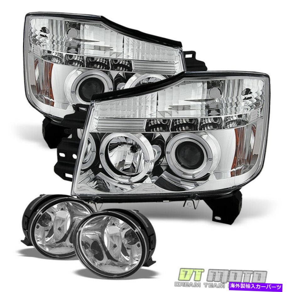 USヘッドライト フィット04-15 Titan 04-07 Armada HaloプロジェクターLEDヘッドライト+バンパーフォグランプ+スイッチ Fit 04-15 Titan 04-07 Armada Halo Projector Led Headlight+Bumper Fog Lamp+Switch【並行輸入品】