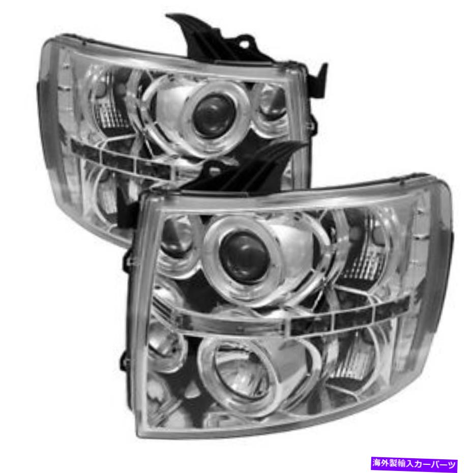 USヘッドライト シボール07-13 Silverado Chrome Dual Halo LEDプロジェクターヘッドライト1500 2500 3500 Chevy 07-13 Silverado Chrome Dual Halo LED Projector Headlights 1500 2500 3500【並行輸入品】 52,883円
