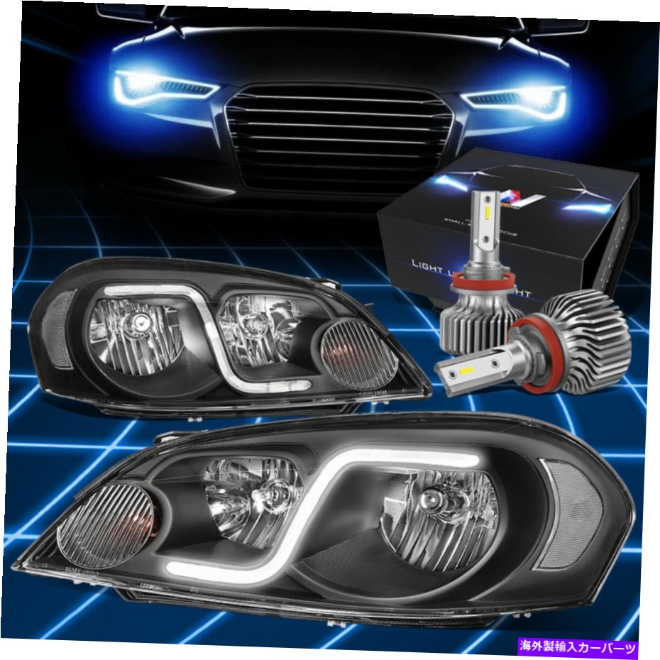 USヘッドライト フィット2006-2016 Chevy Impala LEDブラッククリアサイドヘッドライトW / LEDキットスリムスタイル Fit 2006-2016 Chevy Impala LED Black Clear Side Headlights w/LED Kit Slim Style【並行輸入品】