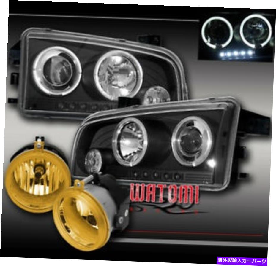 USヘッドライト 06-09充電器Halo LEDブラックプロジェクターヘッドライトW /イエローバンパーフォグランプ FOR 06-09 CHARGER HALO LED BLACK PROJECTOR HEAD LIGHT W/YELLOW BUMPER FOG LAMP【並行輸入品】