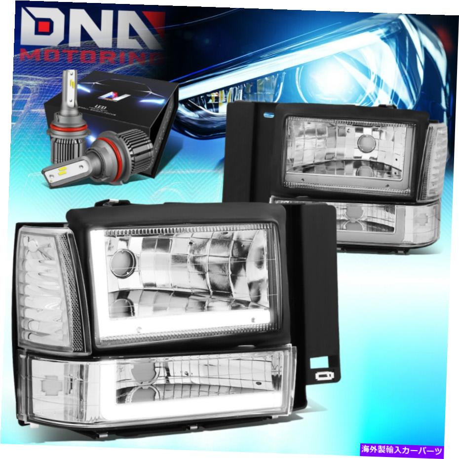 USヘッドライト 1991-1994フォードエクスプローラデュアルLED DRLヘッドライトW / LEDキット+クールファンクロム FOR 1991-1994 FORD EXPLORER DUAL LED DRL HEADLIGHTS W/LED KIT+COOL FAN CHROME【並行輸入品】
