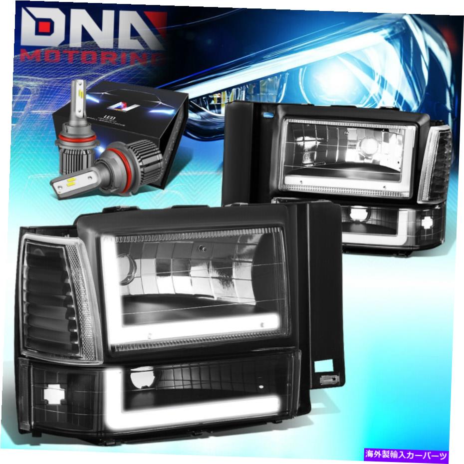 USヘッドライト 1991-1994フォードエクスプローラデュアルLED DRLヘッドライトW / LEDキット+クールファンブラック FOR 1991-1994 FORD EXPLORER DUAL LED DRL HEADLIGHTS W/LED KIT+COOL FAN BLACK【並行輸入品】