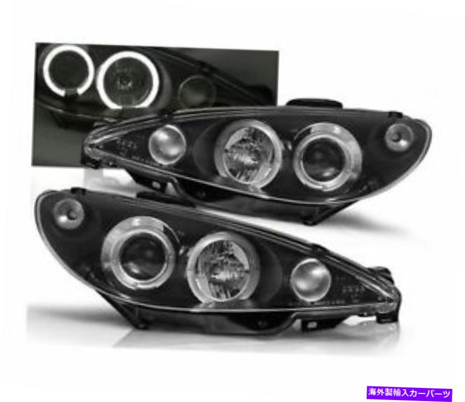 USヘッドライト Peugeot 206 2002 - Angel Eyes Black LHDのヘッドライトLPPE03 HEADLIGHTS LPPE03 FOR PEUGEOT 206 2002- ANGEL EYES BLACK LHD【並行輸入品】
