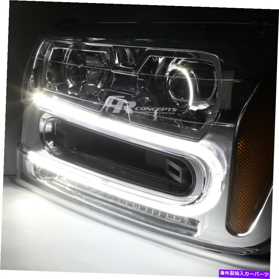 USヘッドライト Pair Chrome琥珀色LED DRLチューブヘッドライトランプChevy Trailblazer PAIR CHROME AMBER LED DRL TUBE HEADLIGHT LAMPS FOR 2002-2009 CHEVY TRAILBLAZER【並行輸入品】