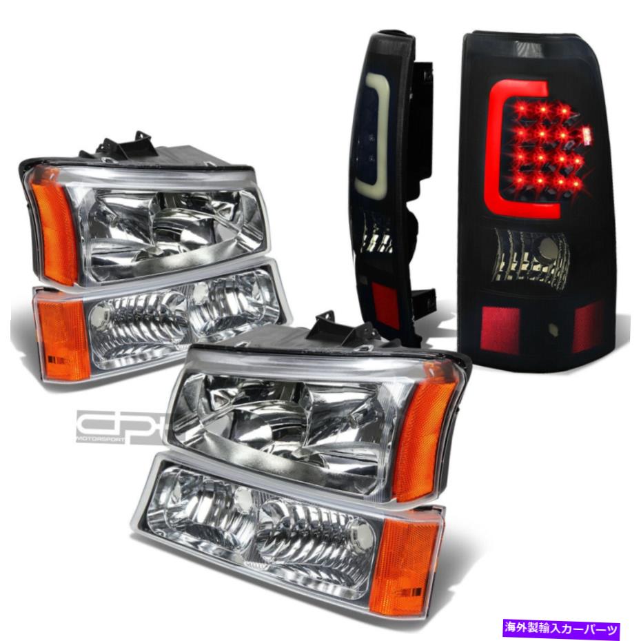 USヘッドライト 03-07 Silverado Chromeヘッドライト+バンパー+ブラックスモーク3D LEDテールライト/ランプ FOR 03-07 SILVERADO CHROME HEADLIGHT+BUMPER+BLACK SMOKED 3D LED TAIL LIGHT/LAMP【並行輸入品】