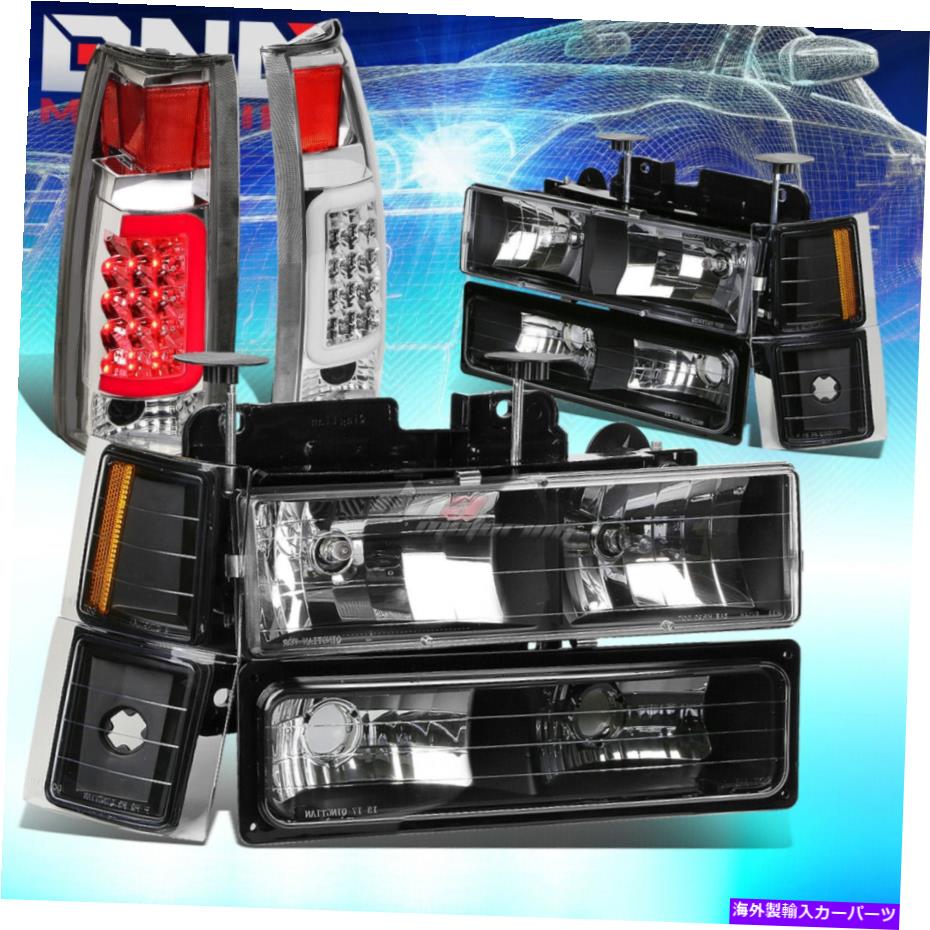 USヘッドライト GMT400シボレーC10ブラック8ピースヘッドライト+バンパー+シグナル+クローム3D LEDテールライト FOR GMT400 CHEVY C10 BLACK 8PC HEADLIGHT+BUMPER+SIGNAL+CHROME 3D LED TAIL LIGHT【並行輸入品】