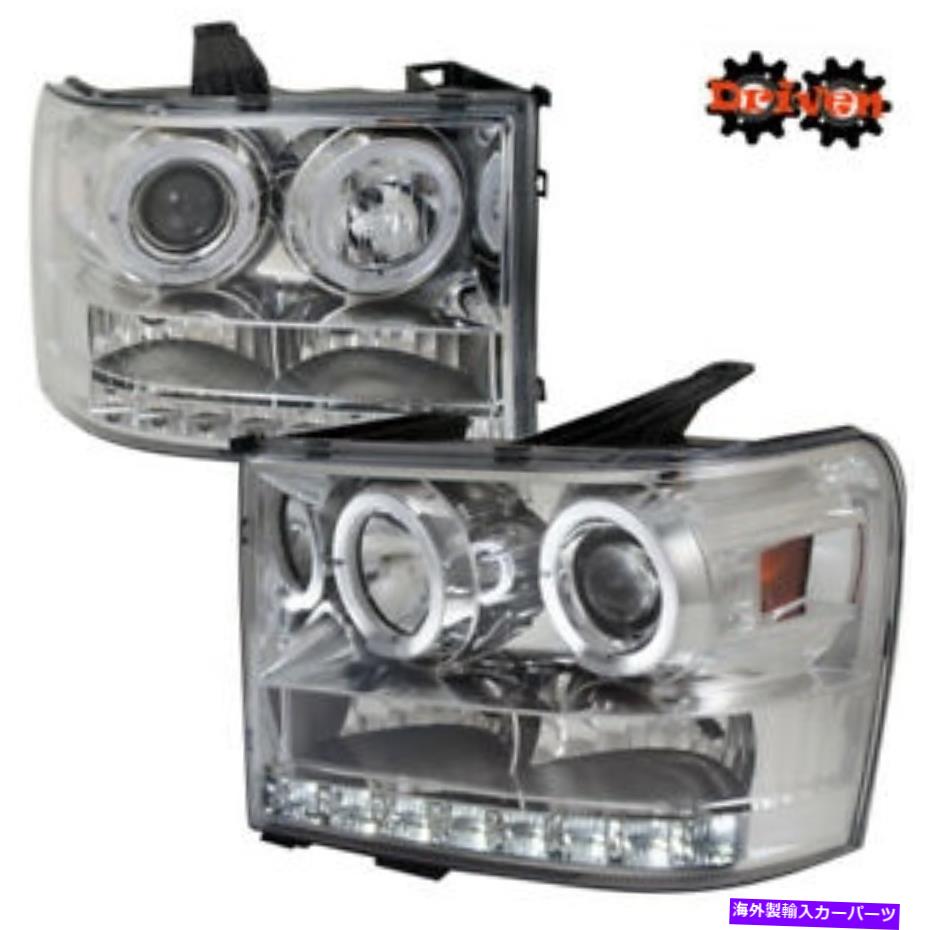 USヘッドライト GMCシエラトラッククロームハウジングプロジェクターハローLEDヘッドライトクルーキャブシングル GMC Sierra Truck Chrome Housing Projector Halo LED Headlights Crew Cab Single【並行輸入品】｜Us Custom Parts Shop USDM