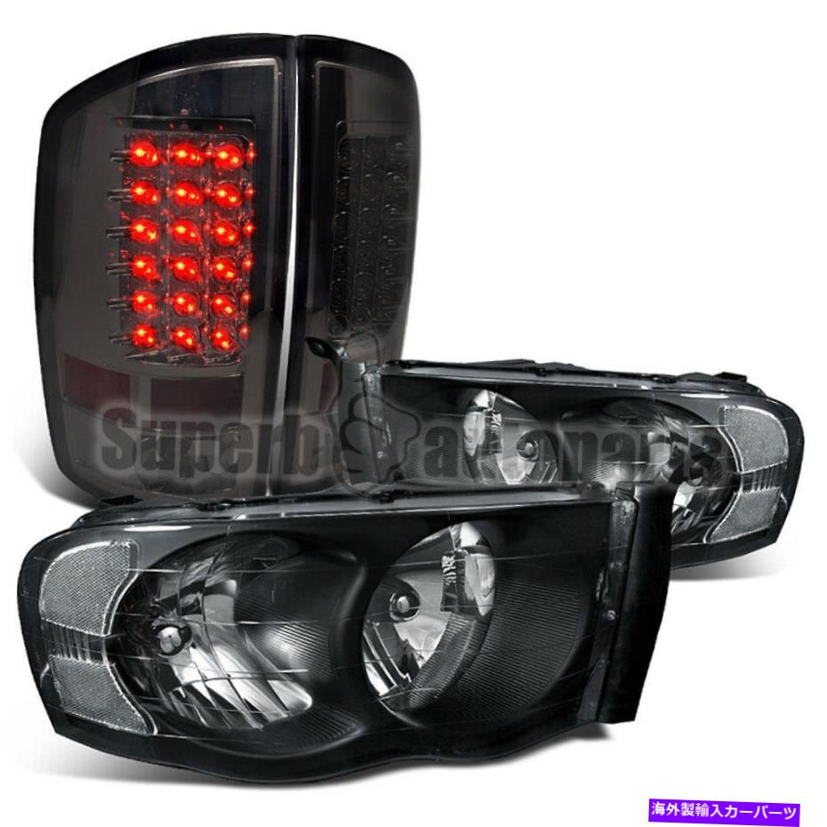 USヘッドライト 2002年から2005年のDodge Ram 1500 2500 2500 3500 3500 3500 3500 3500 3500 3500 3500 3500 3500 For 2002-2005 Dodge Ram 1500 2500 3500 Headlight Black+LED Tail Brake Lamp Smoke【並行輸入品】