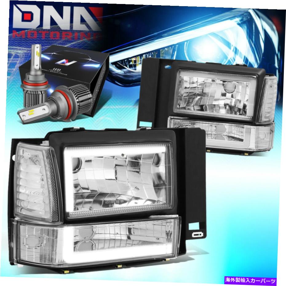 USヘッドライト 1991-1994フォードエクスプローラLED DRLクロムクリアヘッドライトW / LEDキット+冷却ファン FOR 1991-1994 FORD EXPLORER LED DRL CHROME CLEAR HEADLIGHT W/LED KIT+COOLING FAN【並行輸入品】