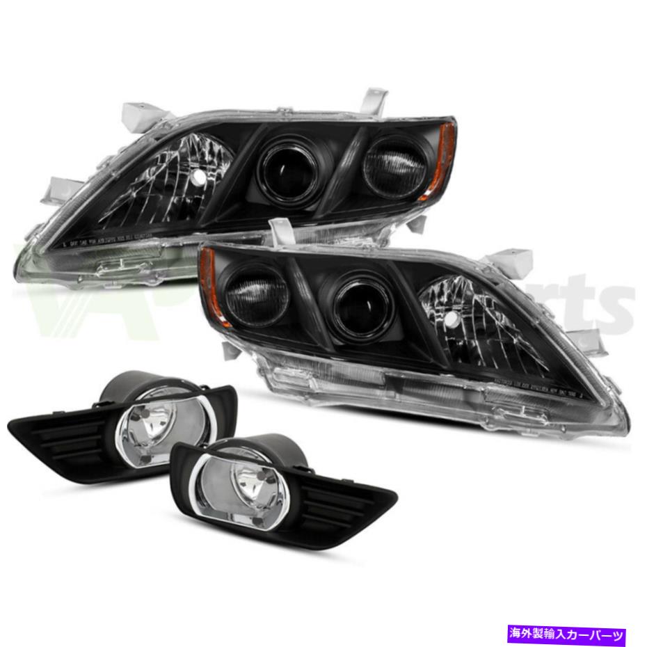 USヘッドライト 2007年から2009年のHeadlightsアセンブリFog Lightsブラック4ピースセット付きトヨタカムリ Headlights Assembly For 2007-2009 Toyota Camry With Fog Lights Black 4 Piece Set【並行輸入品】