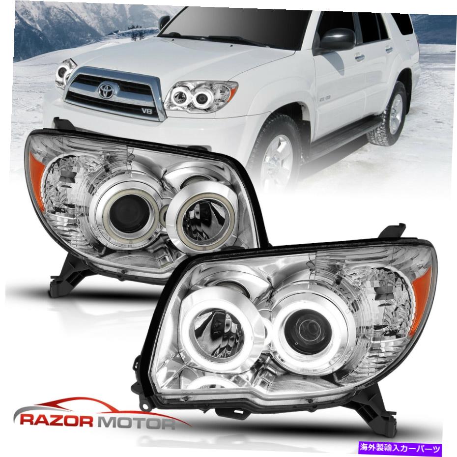 USヘッドライト 2006-2009デュアルLED Halo Chrome Projectorヘッドライトペア4Runner SUV 2006-2009 Dual LED Halo Chrome Projector Headlights Pair For Toyota 4Runner SUV【並行輸入品】