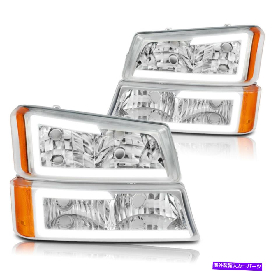 USヘッドライト 03-07のシボレーSilverado / Avalanche LED DRLバンパーヘッドライト/ランプクローム/アンバー For 03-07 Chevy Silverado/Avalanche LED DRL Bumper Headlight/Lamp Chrome/Amber【並行輸入品】