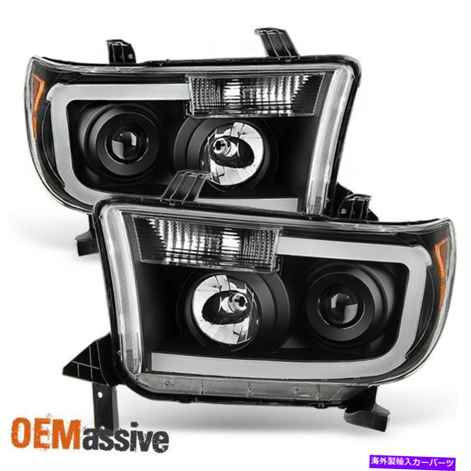 USヘッドライト FITS 2007-2013トヨタツンドラ08-17セコイアブラックLEDチューブプロジェクターヘッドライト Fits 2007-2013 Toyota Tundra 08-17 Sequoia Black LED Tube Projector Headlights【並行輸入品】