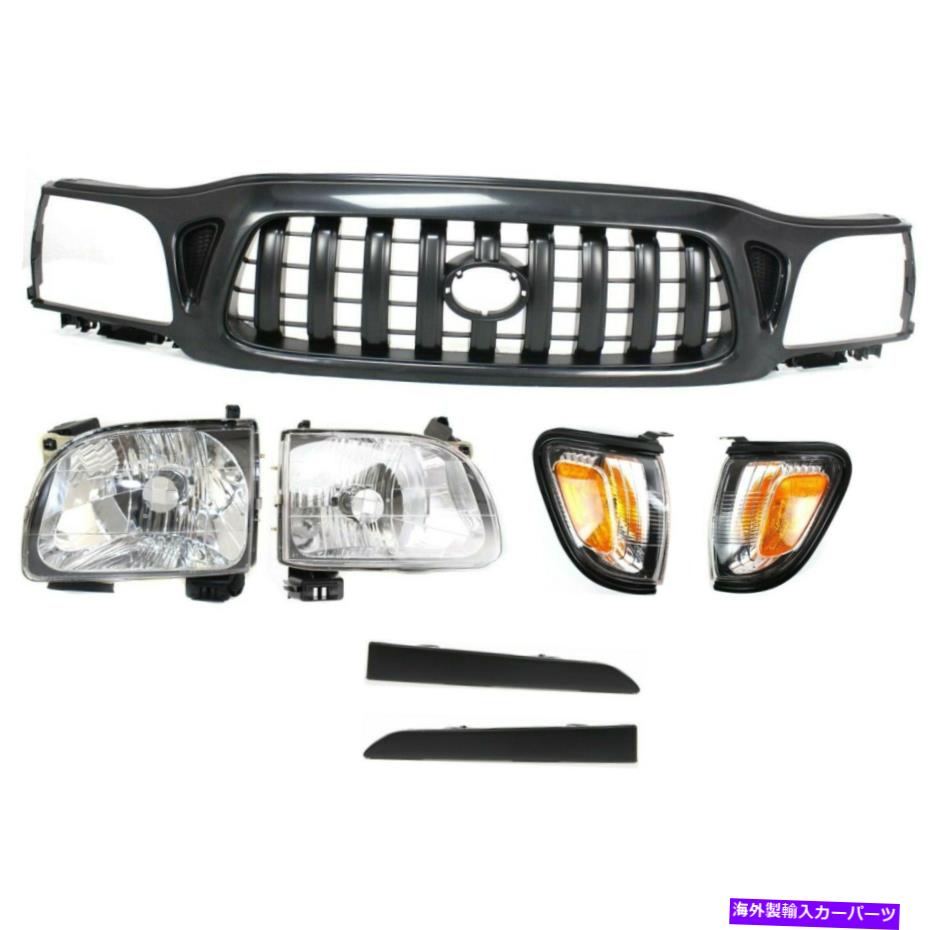 USヘッドライト 2001年から2004年トヨタタコマのフロント7ピースのためのグリルアセンブリキット Grille Assembly Kit For 2001-2004 Toyota Tacoma Front 7pc【並行輸入品】