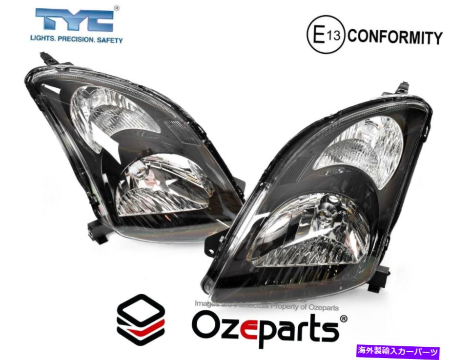 USヘッドライト SUZUKI SWIFT SPORT用ペアLH + RHヘッドライトランプ（ブラック）RS416 2005~2011 Set Pair LH+RH Head Light Lamp (Black) For Suzuki Swift Sport RS416 2005~2011【並行輸入品】