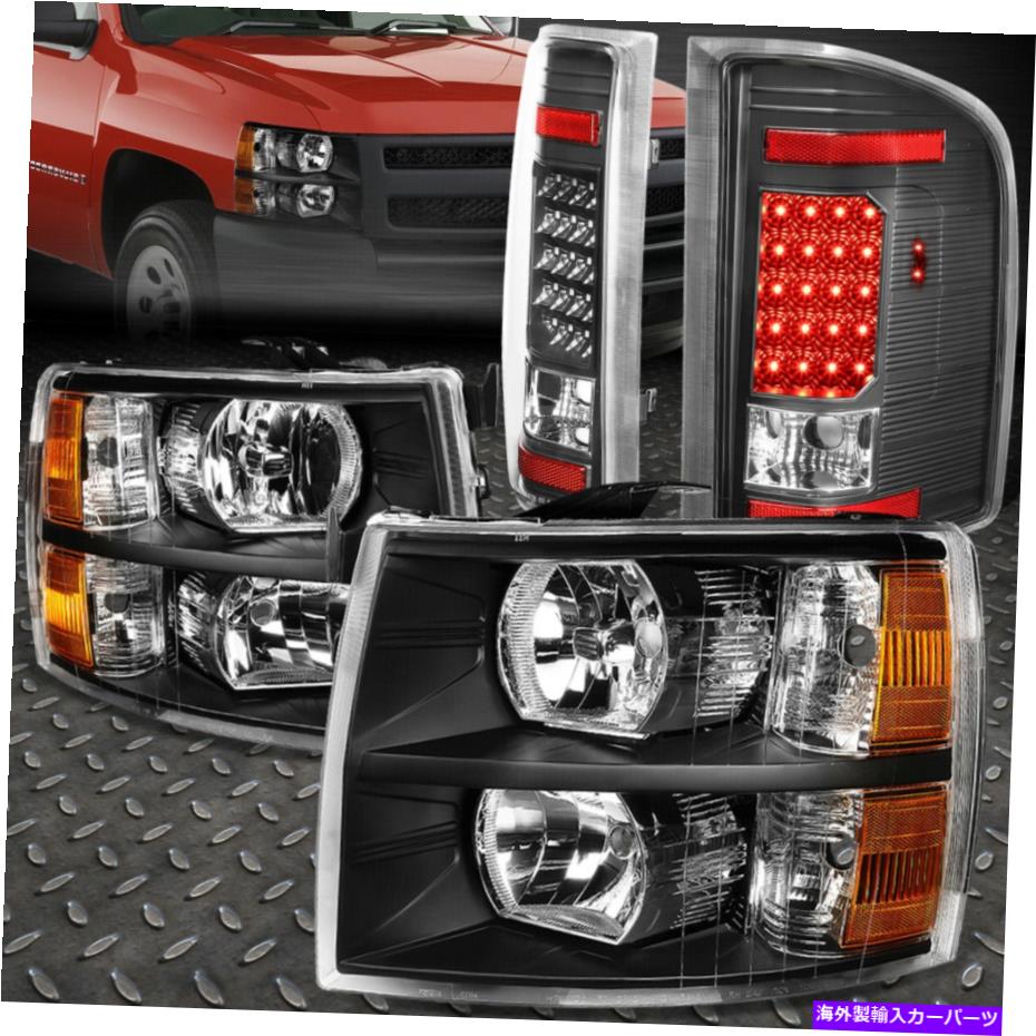 USヘッドライト 07-14シボリーSilveradoブラックハウジング琥珀色のヘッドライト+フルLEDテールランプ FOR 07-14 CHEVY SILVERADO BLACK HOUSING AMBER SIDE HEADLIGHT+FULL LED TAIL LAMPS【並行輸入品】｜Us Custom Parts Shop USDM
