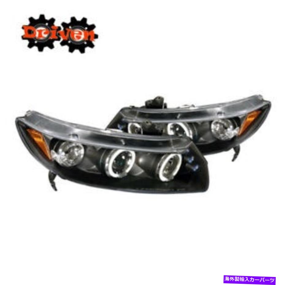 USヘッドライト ホンダシビック06-11 2DR FA FGクーペプロジェクターヘッドライトHalo LEDブラックハウス FOR Honda Civic 06-11 2dr FA FG Coupe Projector Headlights Halo LED Black Housin【並行輸入品】