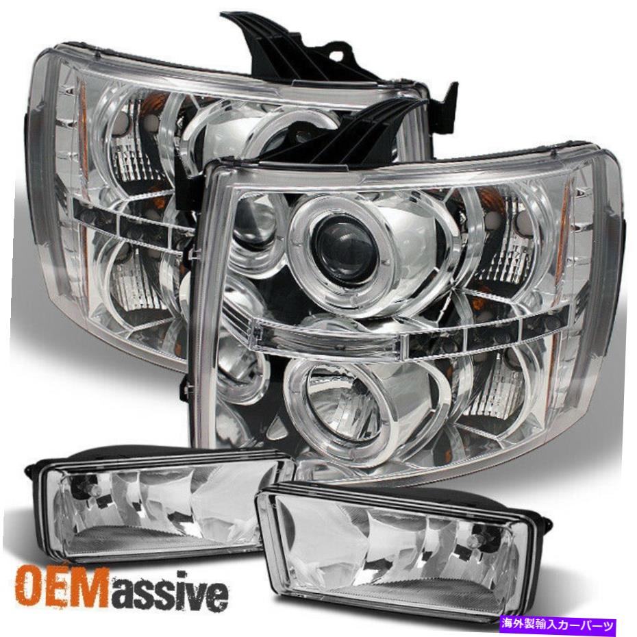 USヘッドライト フィット07-13 Silverado HaloプロジェクターLEDヘッドライト+クリアフォグランプランプW /電球 Fits 07-13 Silverado Halo Projector LED Headlights+Clear Fog Lights Lamp W/Bulbs【並行輸入品】｜Us Custom Parts Shop USDM