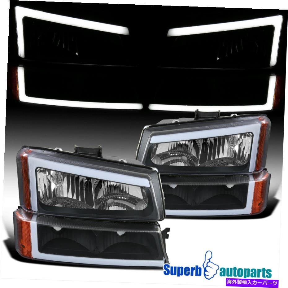 USヘッドライト 2003-2007 Silverado 1500 2500 02-06 Avalanche Black Headlights LEDバー For 2003-2007 Silverado 1500 2500 3500 02-06 Avalanche Black Headlights LED Bar【並行輸入品】