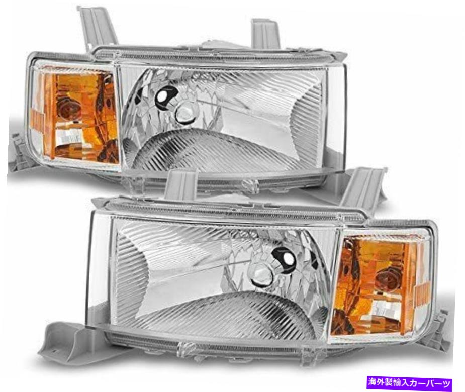 USヘッドライト SCION XB 2004-2006 Chromeヘッドライトヘッドランプの交換右+左セット For Scion XB 2004-2006 Chrome HeadLights HeadLamps Replacement Right+Left set【並行輸入品】