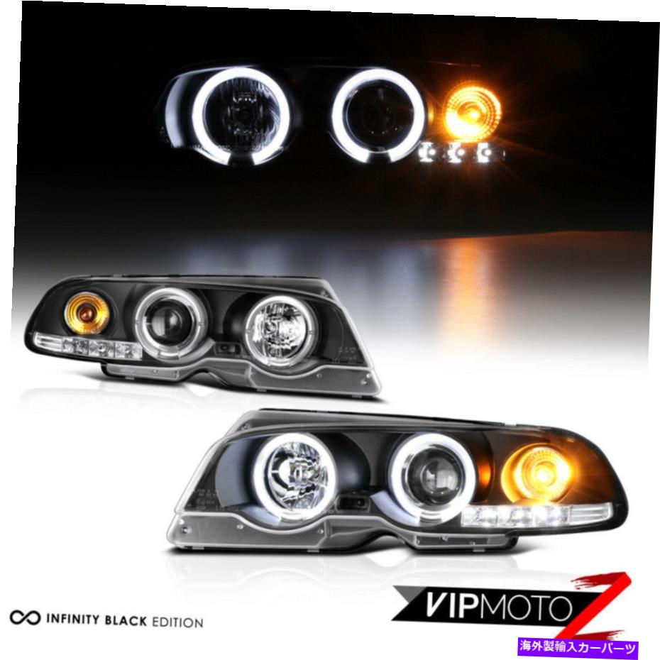 USヘッドライト 00-03 BMW E46 3シリーズ01-06 M3ブラックハローエンジェルアイプロジェクターヘッドライトランプ 00-03 BMW E46 3-SERIES 01-06 M3 Black Halo Angel Eyes Projector Headlight Lamps【並行輸入品】