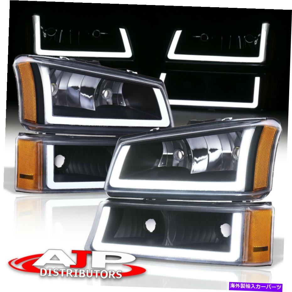 USヘッドライト BLKアンバーコーナーLED DRLバンパーヘッドライトランプLH + RHは2003-2007 Silverado Blk Amber Corner LED DRL Bumper Head Lights Lamps LH +RH For 2003-2007 Silverado【並行輸入品】