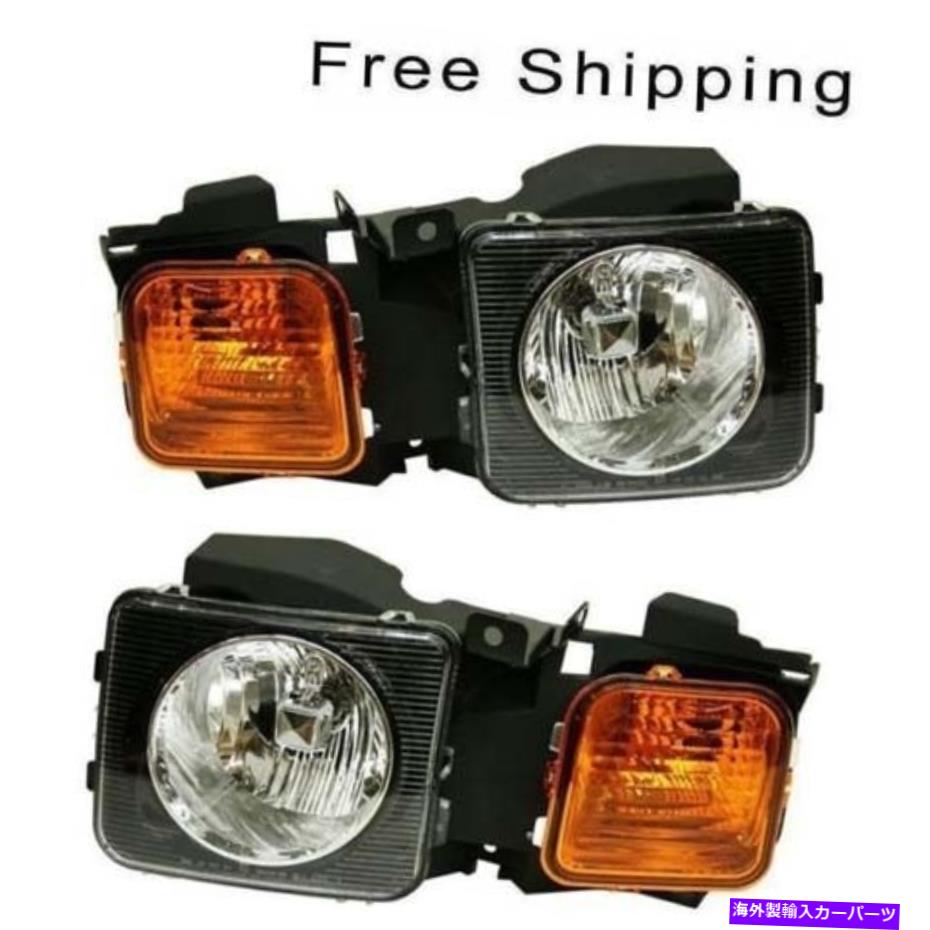 USヘッドライト ハロゲンヘッドランプアセンブリセット2ドライバ＆旅客サイドフィットハマーH3 H3T Halogen Head Lamp Assembly Set of 2 Driver & Passenger Side Fits Hummer H3 H3T【並行輸入品】