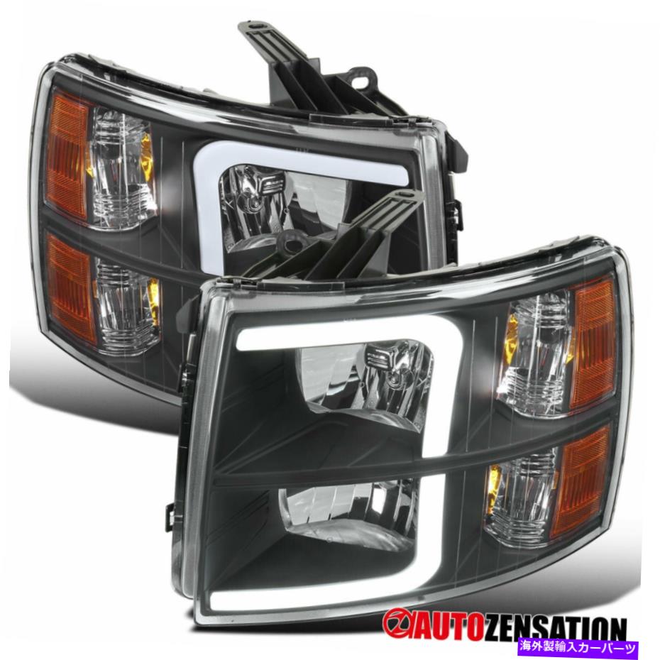 USヘッドライト 2007年から2013年のシボリーSilverado 1500 / 2500HD / 3500HD LEDバーブラックヘッドライトランプ For 2007-2013 Chevy Silverado 1500/2500HD/3500HD LED Bar Black Headlights Lamps【並行輸入品】